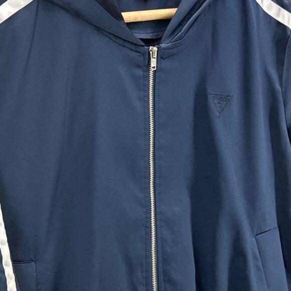 Guess Blue White Yellow Stripe Zip Up Retro Track Jacket Women Medium - Picture 5 of 7
